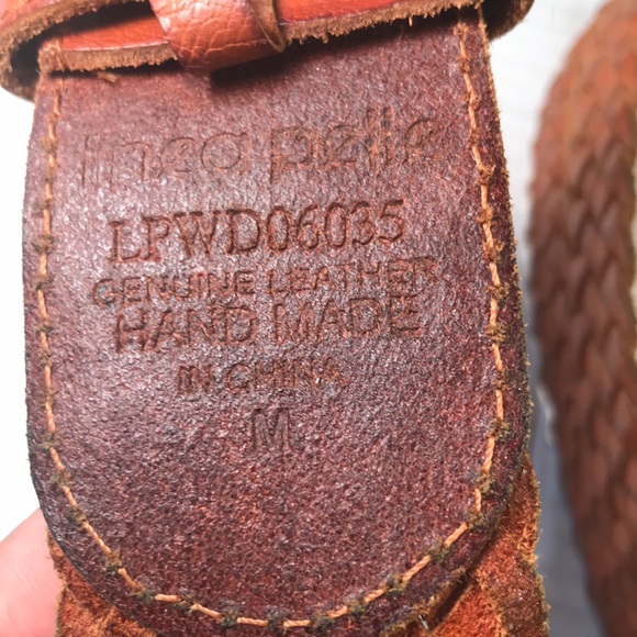 Linea Pelle Brown Handmade Braided & Split Leather Boho Gypsy Western Belt - Picture 2 of 5